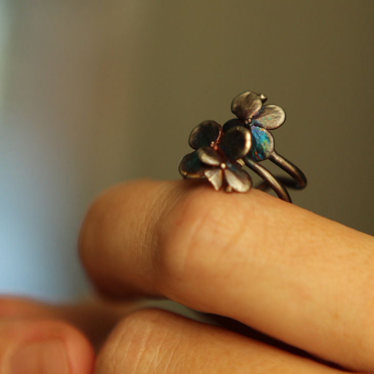 Cuff in silver, Hydrangea, фото 2